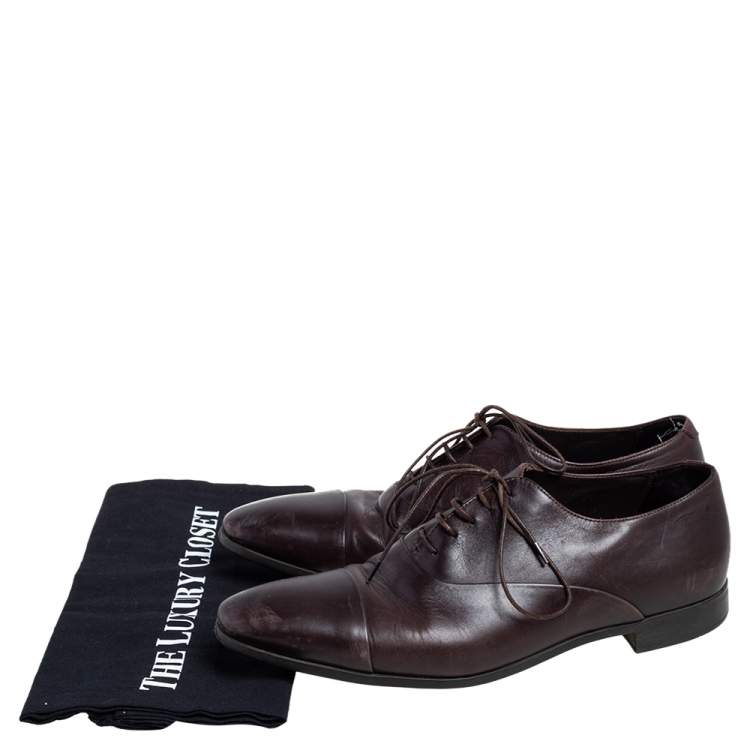 Pre Owned Giorgio Armani Brown Leather Oxfords Size 40.5