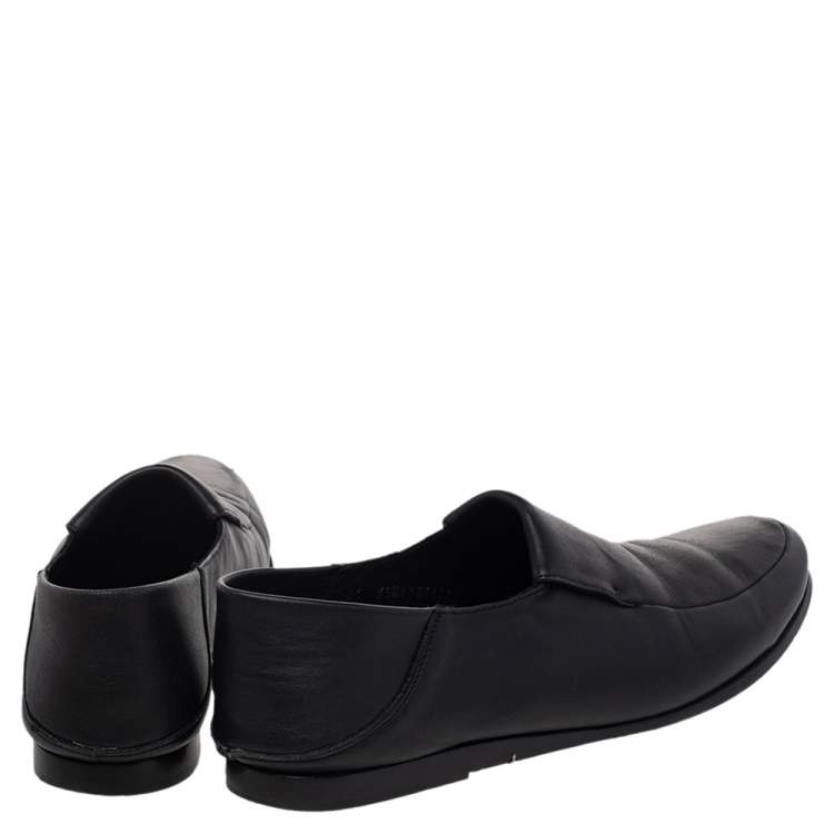 Pre Owned Giorgio Armani Black Leather Slip On Loafers Size 41