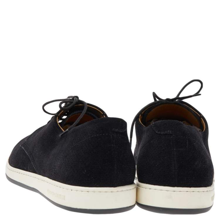 Pre Owned Giorgio Armani Black Suede Slip On Sneakers Size 41
