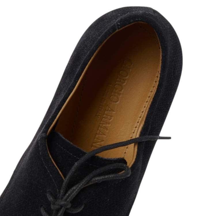 Pre Owned Giorgio Armani Black Suede Slip On Sneakers Size 41