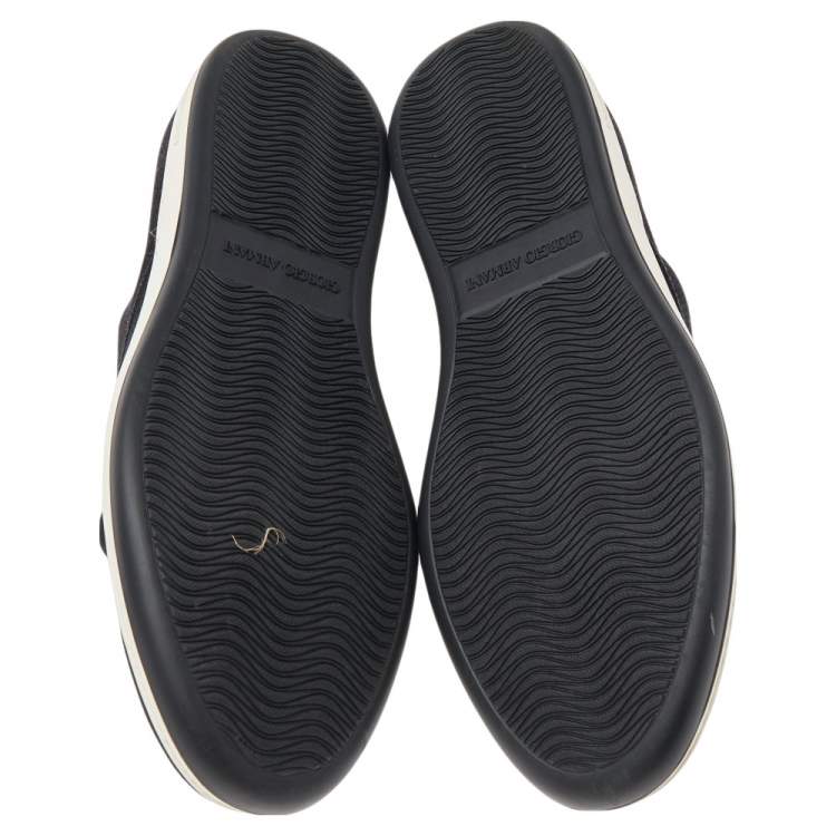 Pre Owned Giorgio Armani Black Suede Slip On Sneakers Size 41