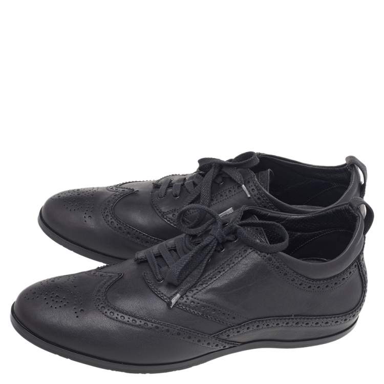 Pre Owned Giorgio Armani Black Brogue Leather Lace Up Derby Size 44