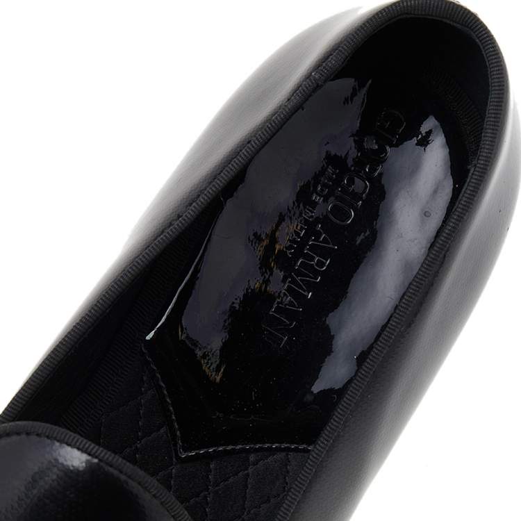 Pre Owned Giorgio Armani Black Patent Leather Smoking Loafers Size 43