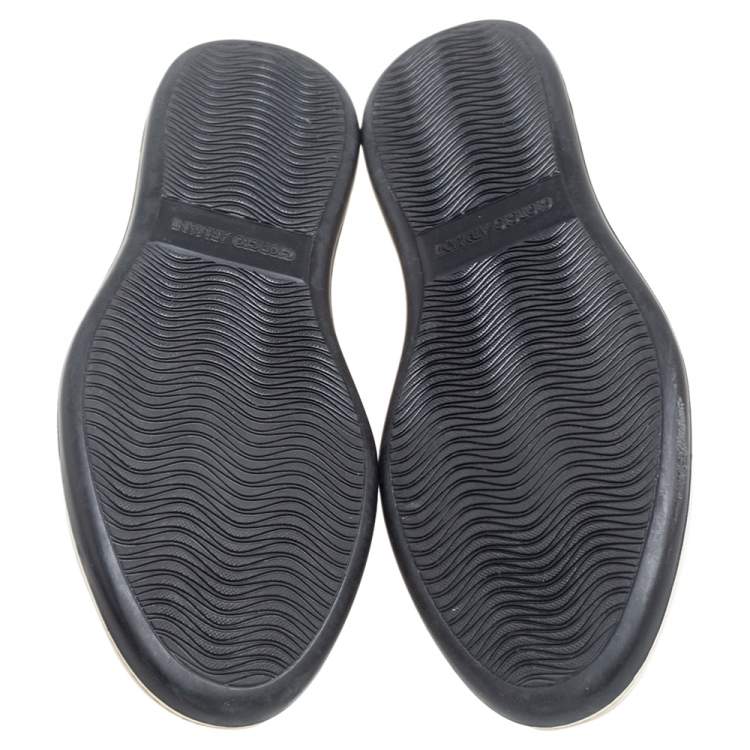 Pre Owned Giorgio Armani Black Croc Embossed Leather Slip On Sneakers Size 41