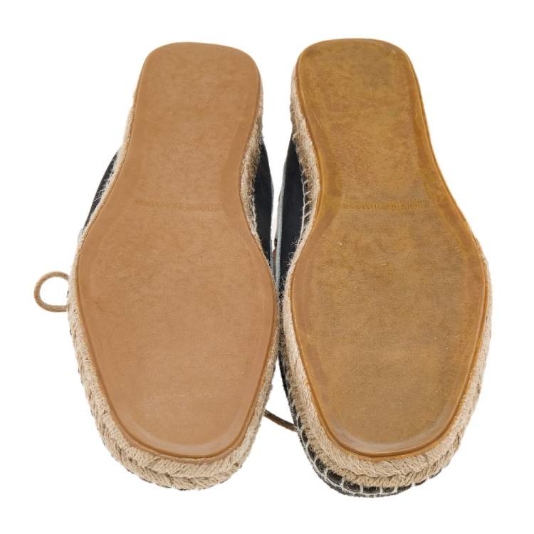 Pre Owned Giorgio Armani Black/White Nubuck Leather Espadrille Boat Shoes Size 43