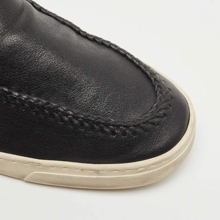 Pre Owned Giorgio Armani Black  Leather Low Top Sneakers Size 44
