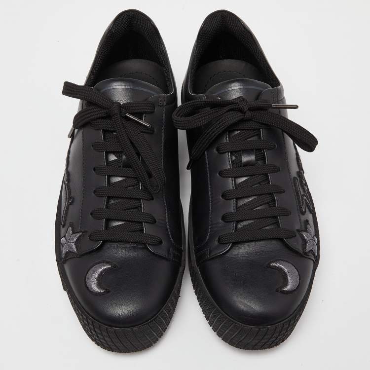 Pre Owned Giorgio Armani Black Leather Platform Sneakers Size 41