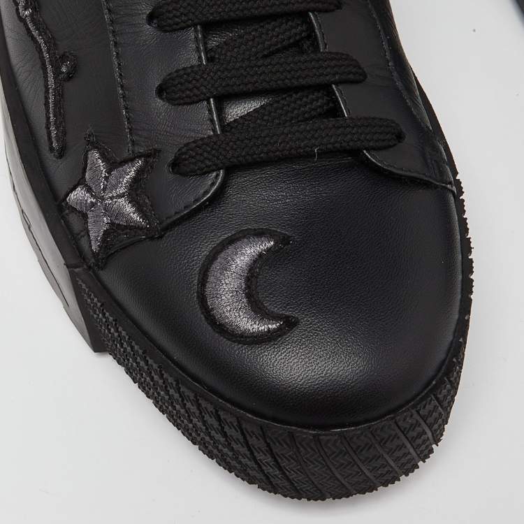 Pre Owned Giorgio Armani Black Leather Platform Sneakers Size 41