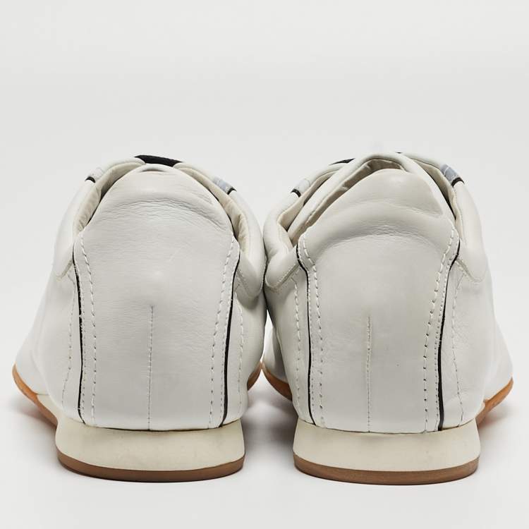 Pre Owned Giorgio Armani White Leather Lace Low Top Sneakers Size 43