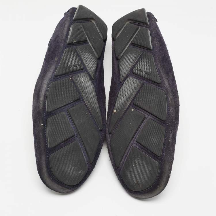 Pre Owned Giorgio Armani Navy Blue Suede Slip On Loafers Size 43.5