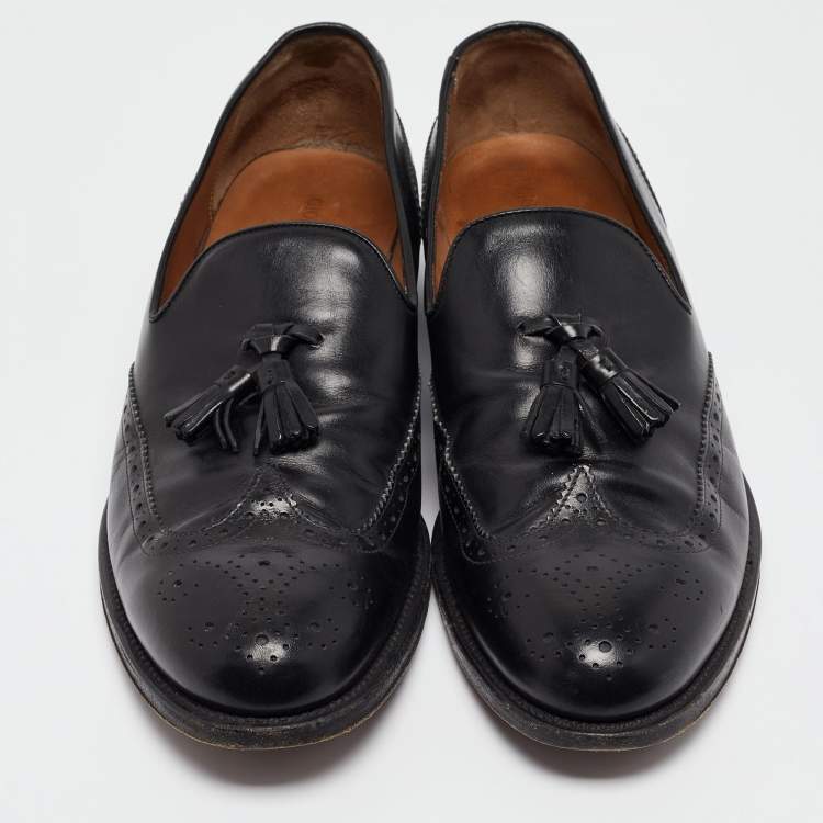 Pre Owned Giorgio Armani Black Leather Slip On Loafers Size 41