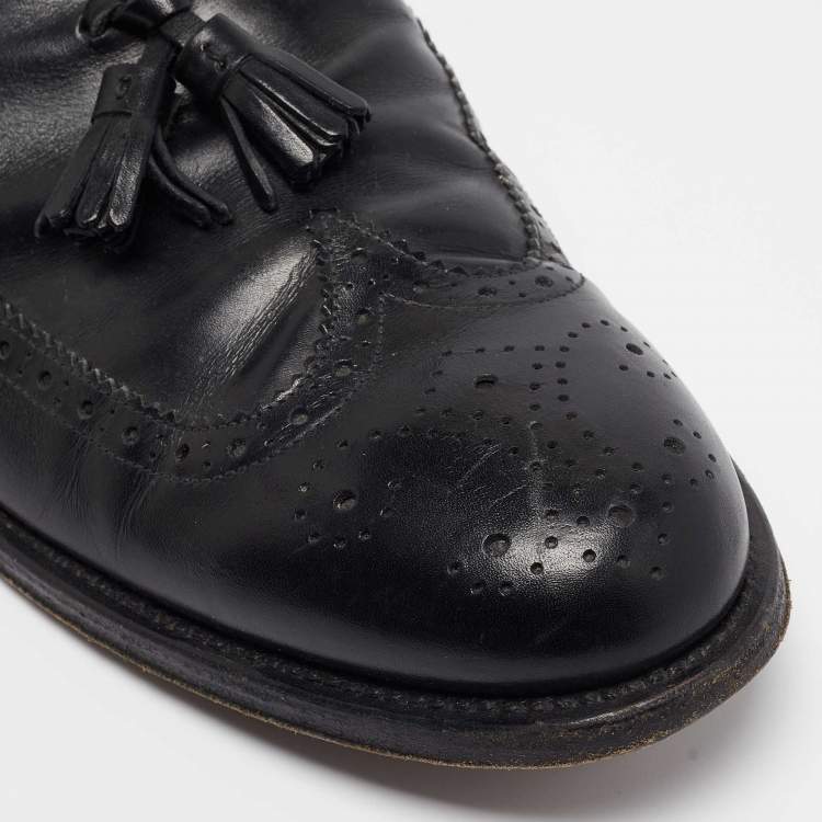 Pre Owned Giorgio Armani Black Leather Slip On Loafers Size 41