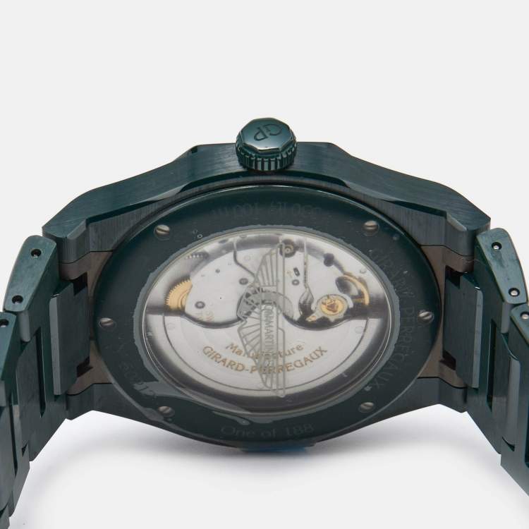 Pre Owned Girard Perregaux Green Ceramic Titanium Laureto Aston Martin Edition 81005-32-3080-1CX Men's Wristwatch 38 mm