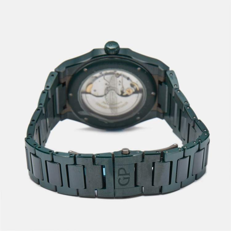 Pre Owned Girard Perregaux Green Ceramic Titanium Laureto Aston Martin Edition 81005-32-3080-1CX Men's Wristwatch 38 mm