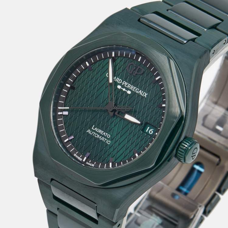 Pre Owned Girard Perregaux Green Ceramic Titanium Laureto Aston Martin Edition 81005-32-3080-1CX Men's Wristwatch 38 mm