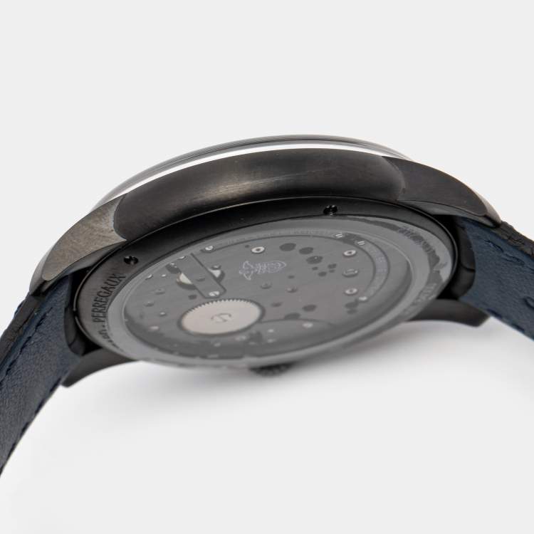Pre Owned Girard-Perregaux Black Skeleton Titanium Alligator Leather Neo Bridges Earth To Sky Edition 8400-21-632-BH6A Men's Wristwatch 45 mm