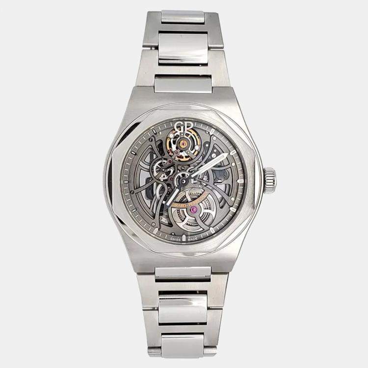 Pre Owned Girard Perregaux Laureato 81015-11-001-11A Automatic Skeleton Stainless Steel Men's Wristwatch 42 mm