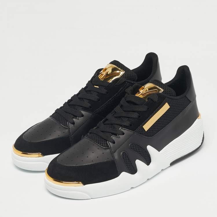 Pre Owned Giuseppe Zanotti Black Leather and Mesh Talon Sneakers Size 45