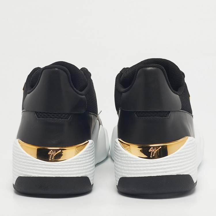 Pre Owned Giuseppe Zanotti Black Leather and Mesh Talon Sneakers Size 45