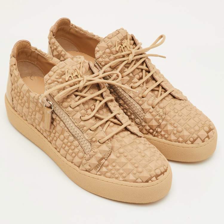 Pre Owned Giuseppe Zanotti Frankie Size 42 Beige Leather and Rubber Low Top Sneakers