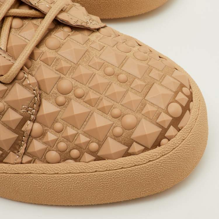 Pre Owned Giuseppe Zanotti Frankie Size 42 Beige Leather and Rubber Low Top Sneakers