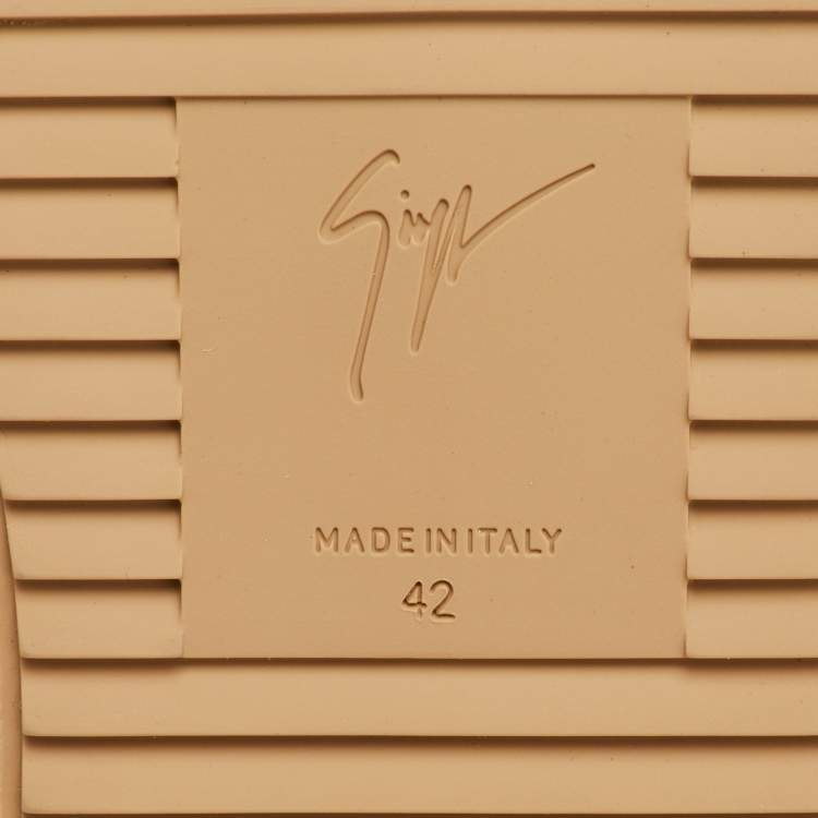 Pre Owned Giuseppe Zanotti Frankie Size 42 Beige Leather and Rubber Low Top Sneakers