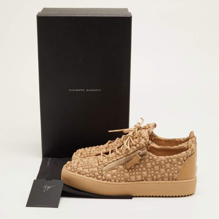 Pre Owned Giuseppe Zanotti Frankie Size 42 Beige Leather and Rubber Low Top Sneakers