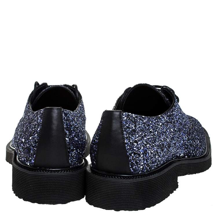 Pre Owned Giuseppe Zanotti Two Tone Coarse Glitter Tyson Derby Size 42.5
