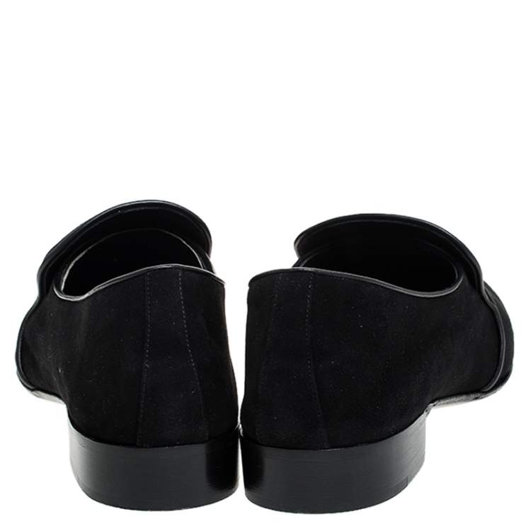 Pre Owned Giuseppe Zanotti Black Suede Cut Smoking Slippers Size 44