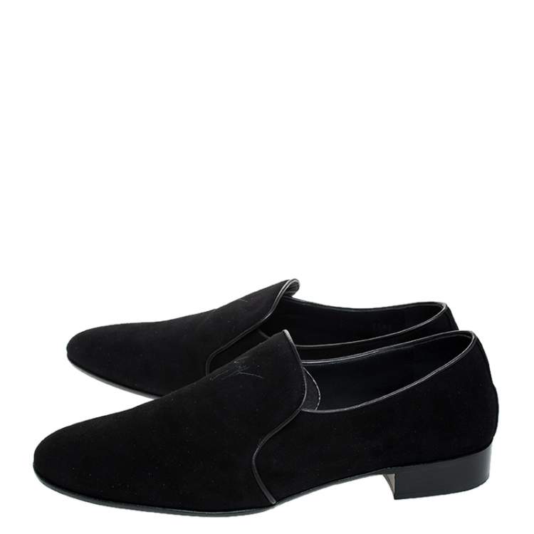 Pre Owned Giuseppe Zanotti Black Suede Cut Smoking Slippers Size 44