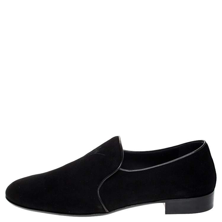 Pre Owned Giuseppe Zanotti Black Suede Cut Smoking Slippers Size 44