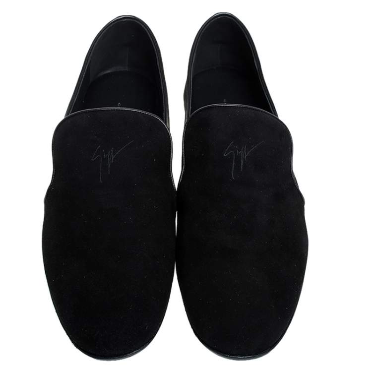 Pre Owned Giuseppe Zanotti Black Suede Cut Smoking Slippers Size 44