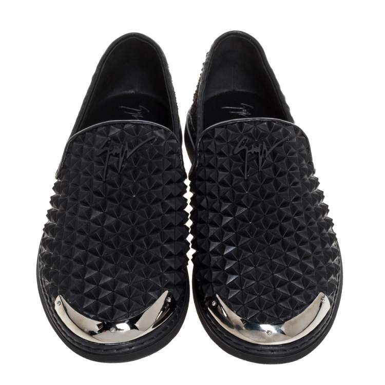 Pre Owned Giuseppe Zanotti Black Studded Rubber Slip On Sneakers Size 44