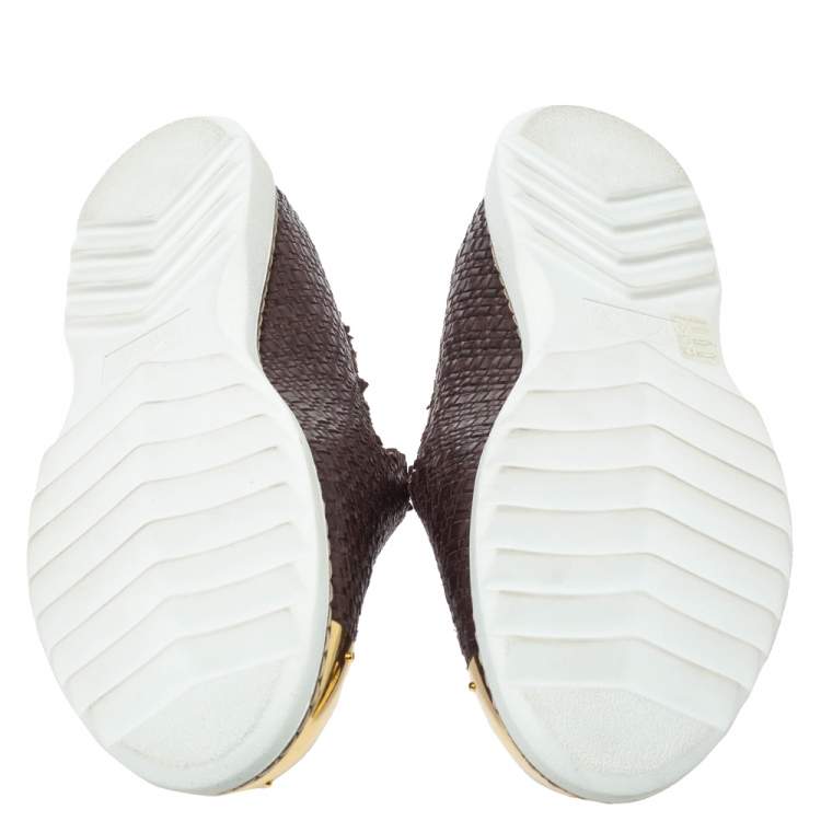 مملوكة مسبقًا Giuseppe Zanotti Brown Woven Leather Slip On Sneakers Size 46