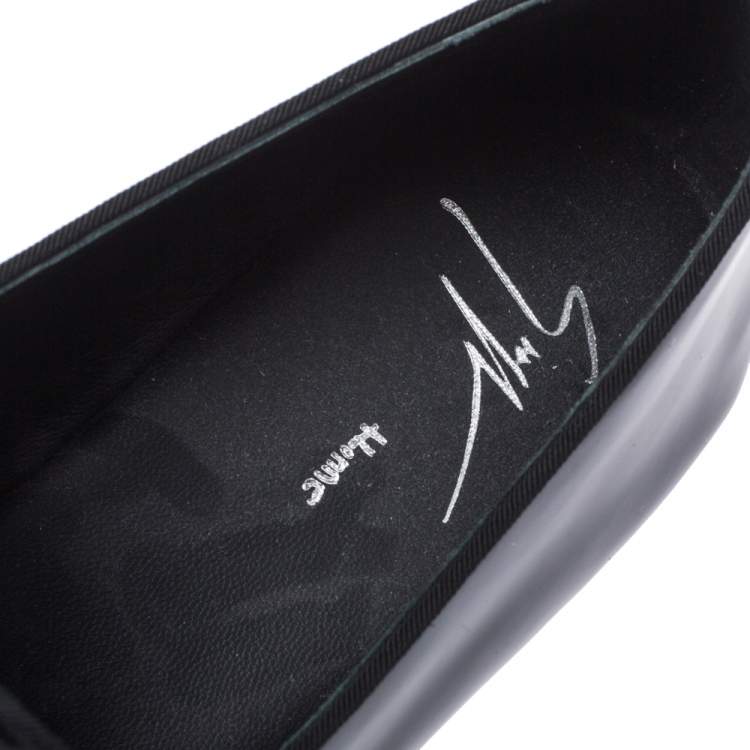 Pre Owned Giuseppe Zanotti Black Patent Leather Cummerbund Slip On Loafers Size 44