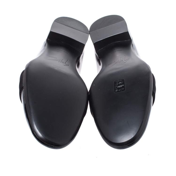 Pre Owned Giuseppe Zanotti Black Patent Leather Cummerbund Slip On Loafers Size 44