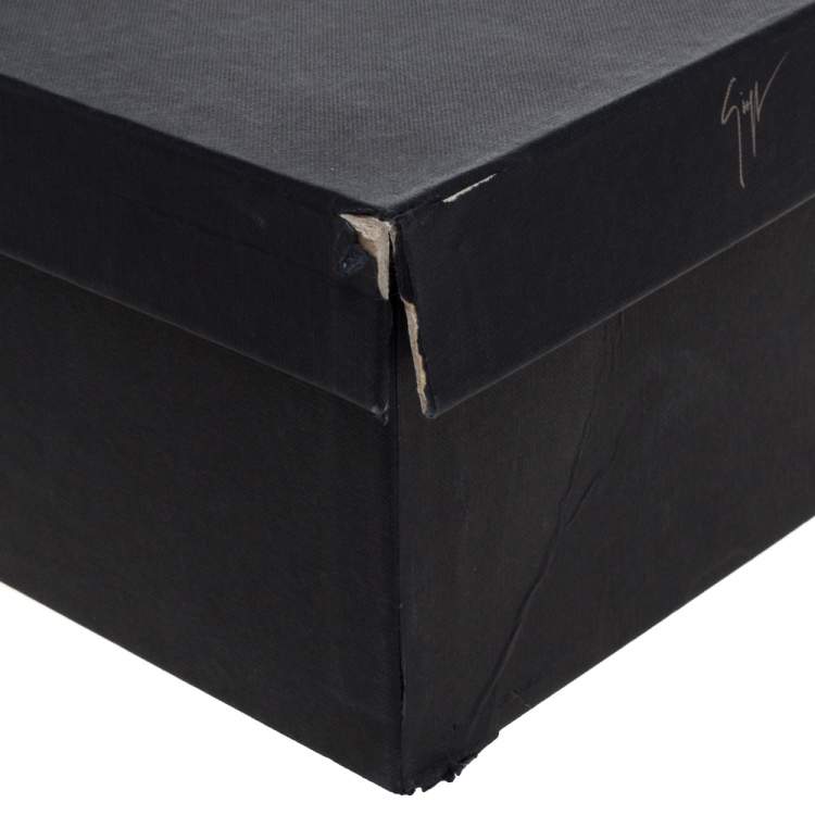 Pre Owned Giuseppe Zanotti Black Croc Embossed Leather and Suede Espadrille Flats Size 45