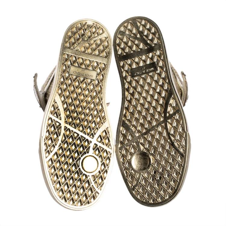 Pre Owned Giuseppe Zanotti Metallic Gold Python Embossed Leather Coby High Top Sneakers Size 41