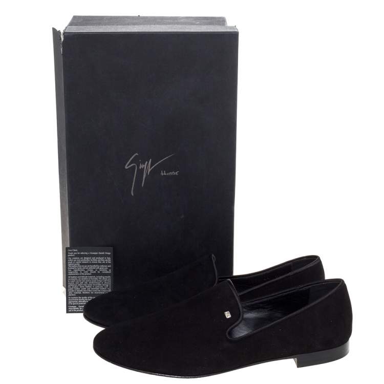 Pre Owned Giuseppe Zanotti Black Suede Kevin Smoking Slippers Size 44