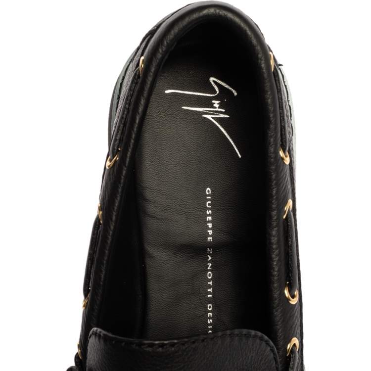 Pre Owned Giuseppe Zanotti Black Leather Bow Slip On Sneakers Size 44