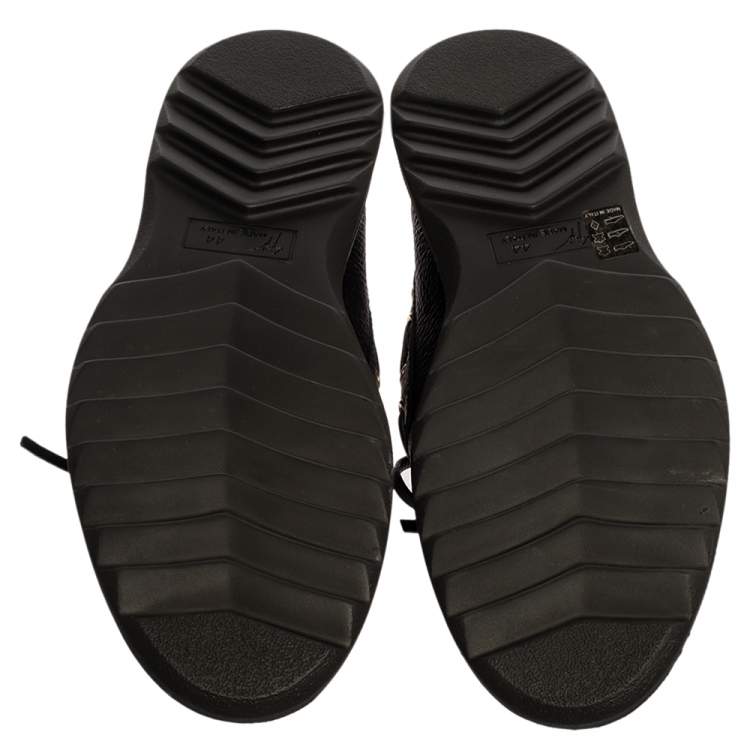 Pre Owned Giuseppe Zanotti Black Leather Bow Slip On Sneakers Size 44