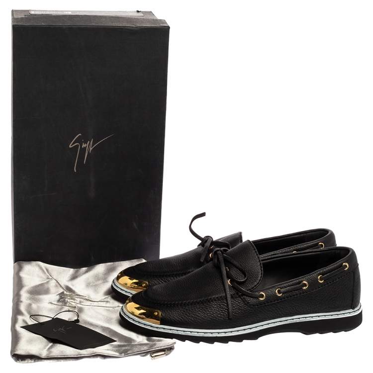 Pre Owned Giuseppe Zanotti Black Leather Bow Slip On Sneakers Size 44