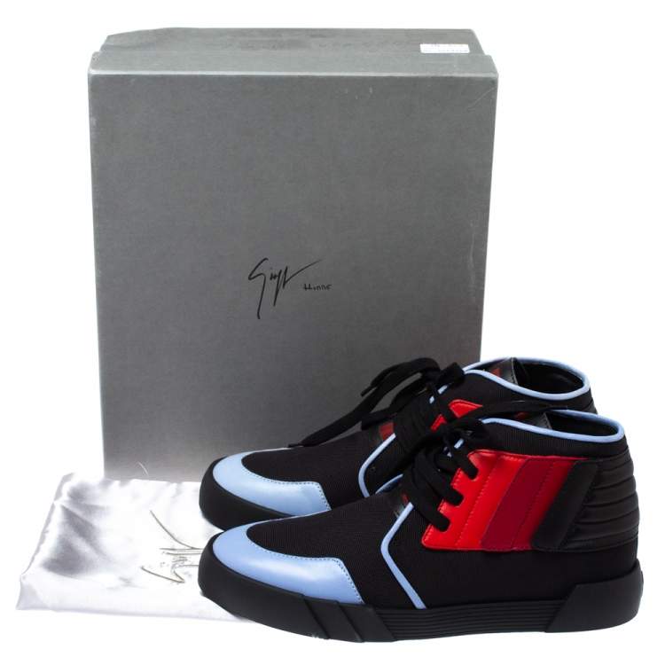 Pre Owned Giuseppe Zanotti Tri Color Canvas and Leather High Top Sneakers Size 45