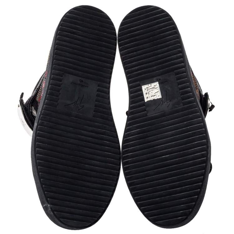 مملوكة مسبقًا Giuseppe Zanotti Black Suede And Leather Coby Crystal Embellished High Top Sneakers Size 40