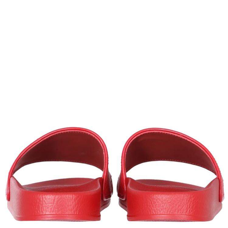 Pre Owned Giuseppe Zanotti Red geometric-print leather Brett Slider Sandals Size IT 42