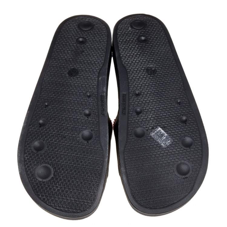 Pre Owned Giuseppe Zanotti Black/Red Brett Zip Leather Slides Size 45