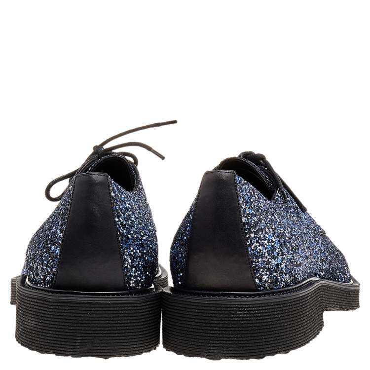 Pre Owned Giuseppe Zanotti Two Tone Coarse Glitter Tyson Derby Size 45