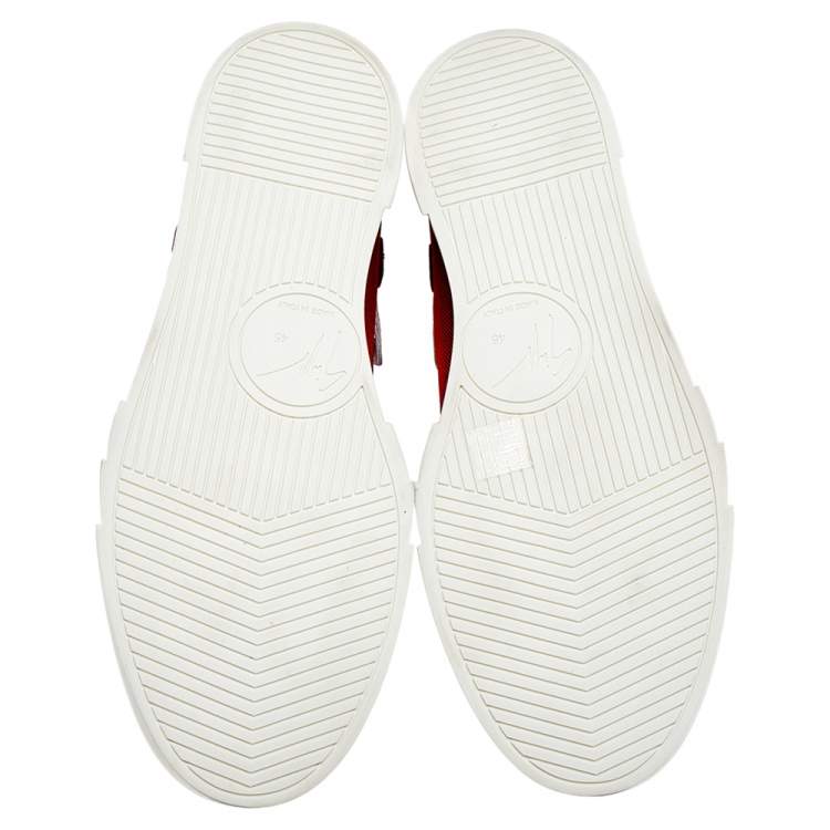 مملوكة مسبقًا Giuseppe Zanotti Red/White Canvas And  Leather Foxy London High Top Sneakers Size 45