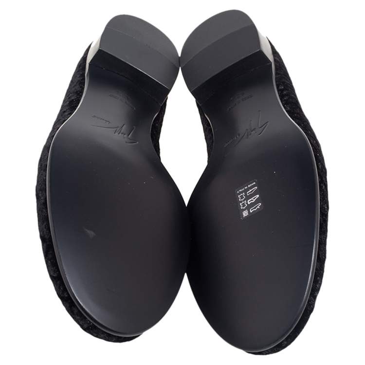 Pre Owned Giuseppe Zanotti  Black  Velvet Slip On Loafers Size 43.5