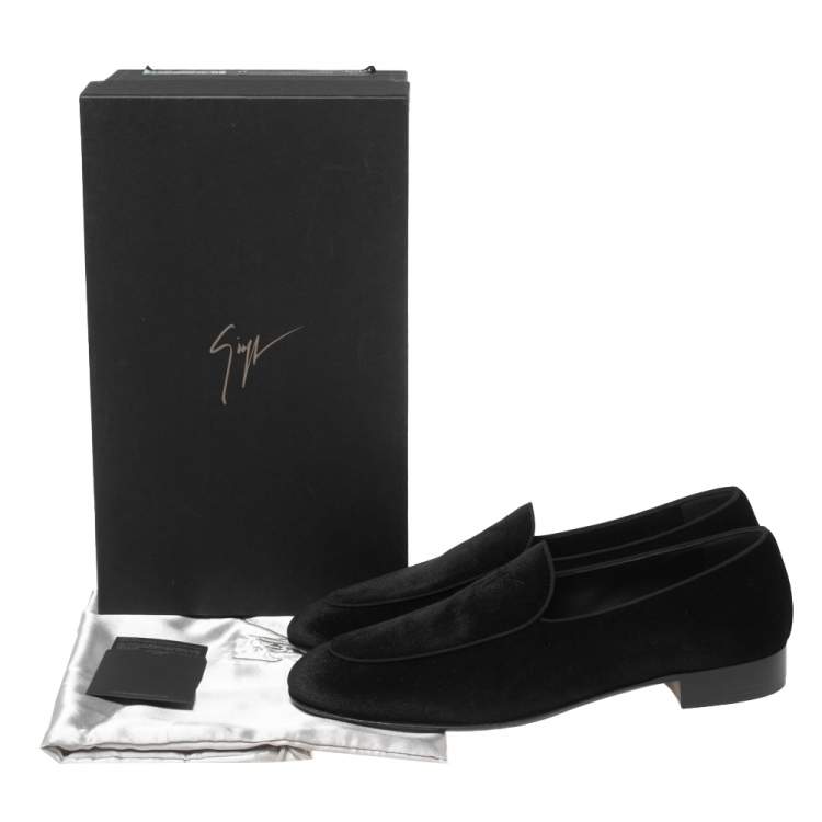 Pre Owned Giuseppe Zanotti  Black  Velvet Slip On Loafers Size 44